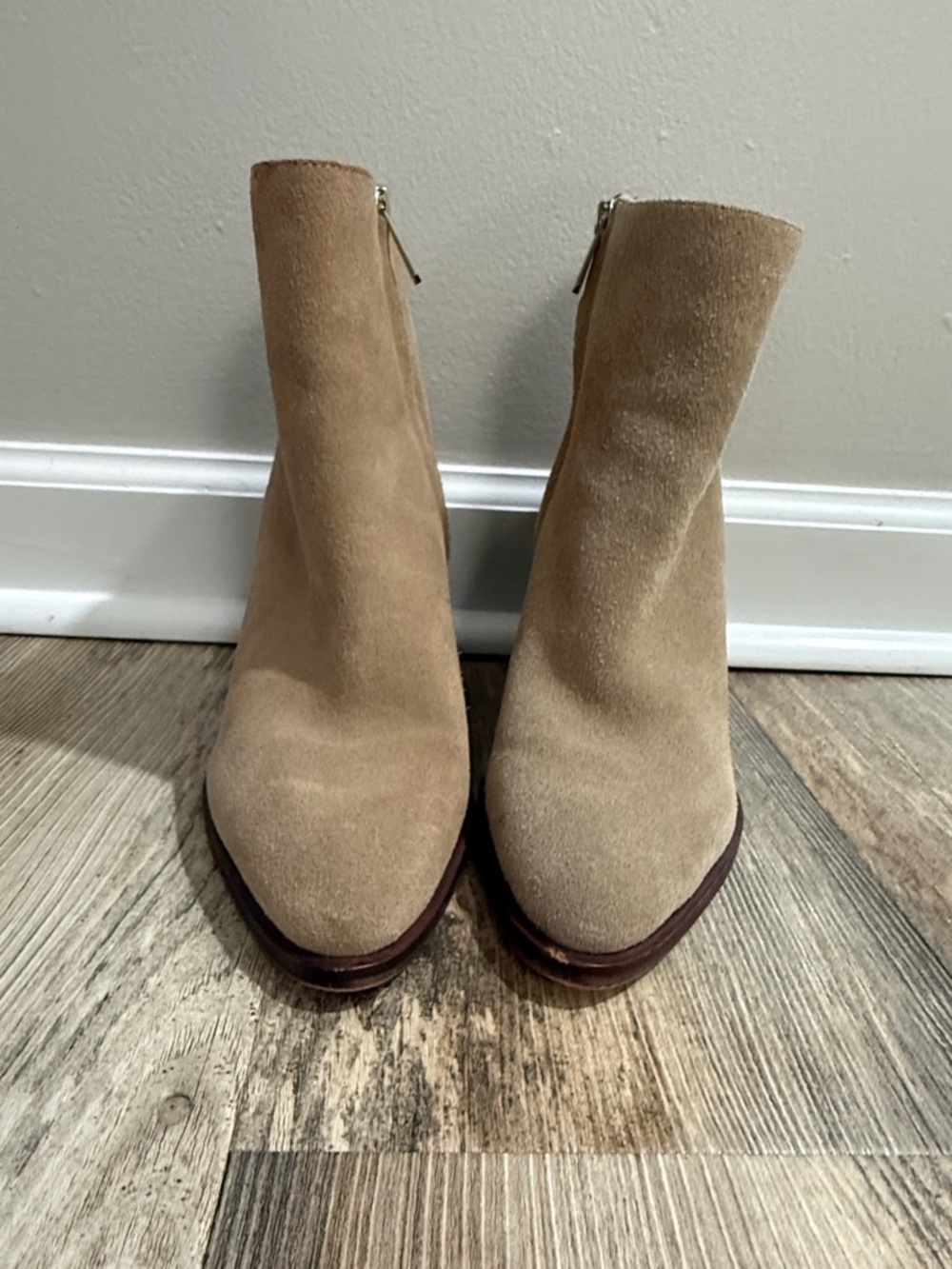 Sam Edelman Suede Ankle Booties - Beige